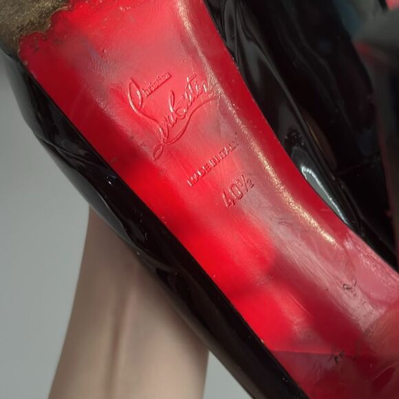 CHRISTIAN LOUBOUTIN Black Patent Bianca 140mm Heels Platform Sz. 40.5 So Kate - Picture 10 of 10